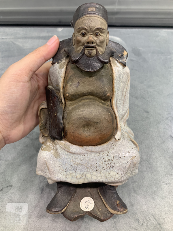 清晚期哥釉钟馗塑像 - 图2